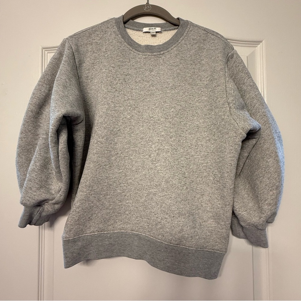 AGOLDE Gray Crewneck Sweatshirt Women’s Small Fleece Lined Made in 🇺🇸 Minimalist